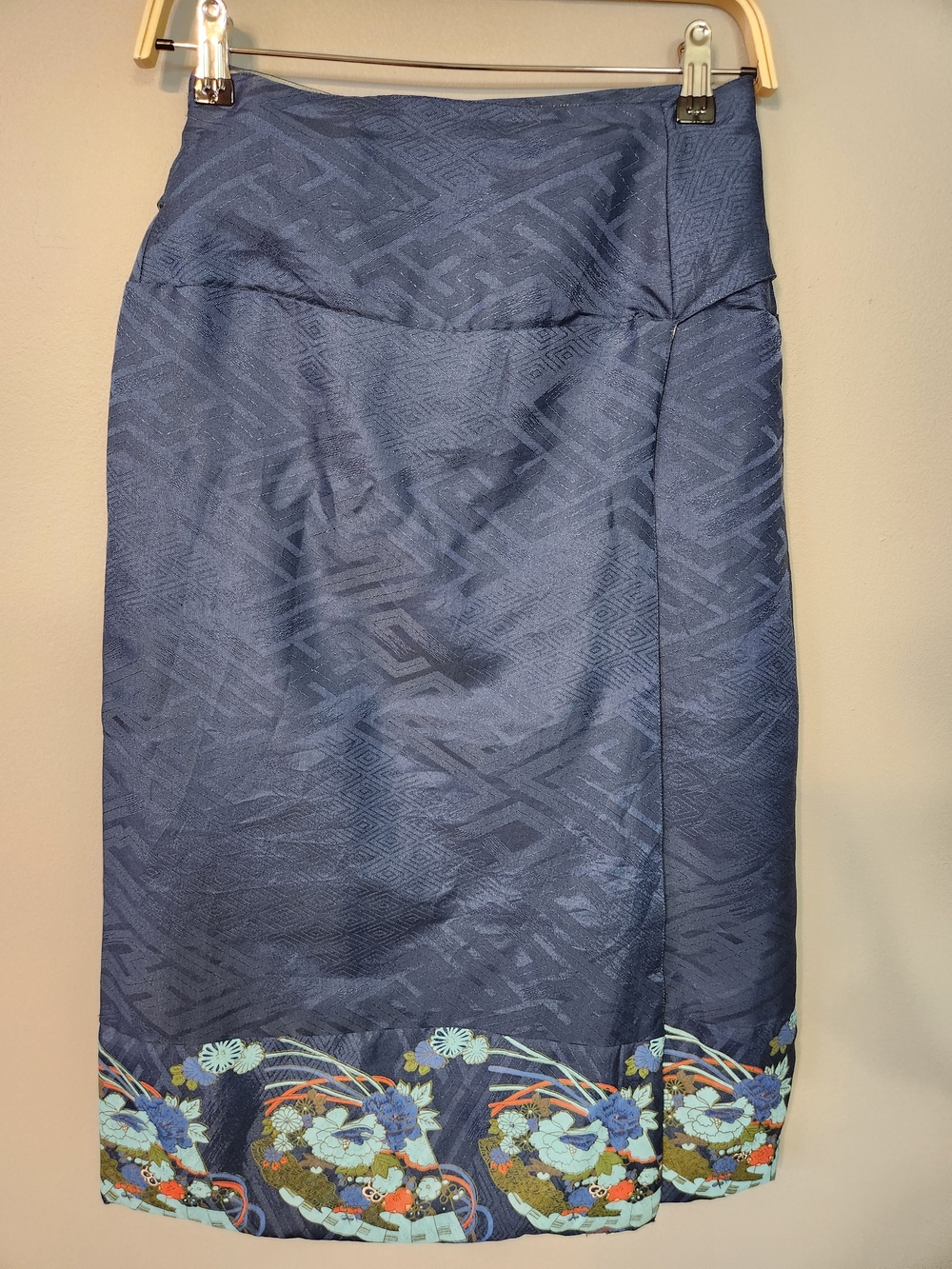 Free People Navy Floral Hem Wrap Skirt